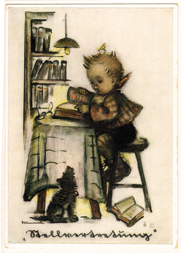 アンティークポストカード 【本を読む男の子】ベルタ・フンメル DA-ACH025 1枚目の画像