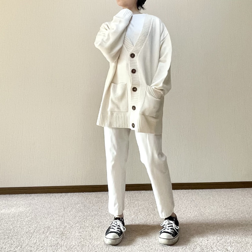 乾燥機OK！丁度良い厚みのオーバーサイズロング丈ニットカーディガン