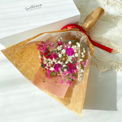 White＆pink red 薔薇とカスミソウ 花束 ドライフラワー ブーケ スワッグ ひな祭り バレンタイン 母の日 9枚目の画像
