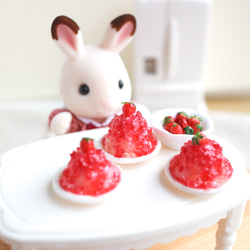 經典草莓刨冰 糖漿挫冰 耳環 單支 1/12 森林家族 娃用 第1張的照片