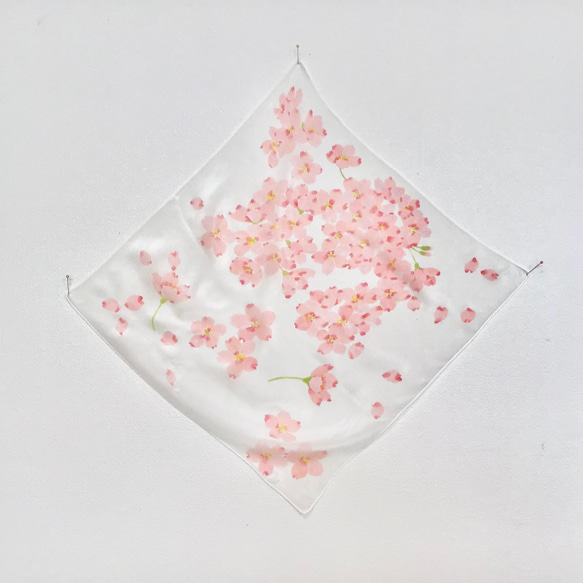 桜の型染プチスカーフ　A 9枚目の画像