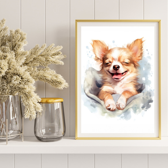 【夢心地 - チワワ犬の子犬 No.1】風水画 アートポスター 犬の絵 犬の絵画 犬のイラスト 8枚目の画像