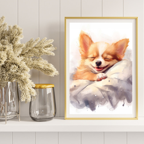 夢心地 - チワワ犬の子犬 No.2】風水画 アートポスター 犬の絵