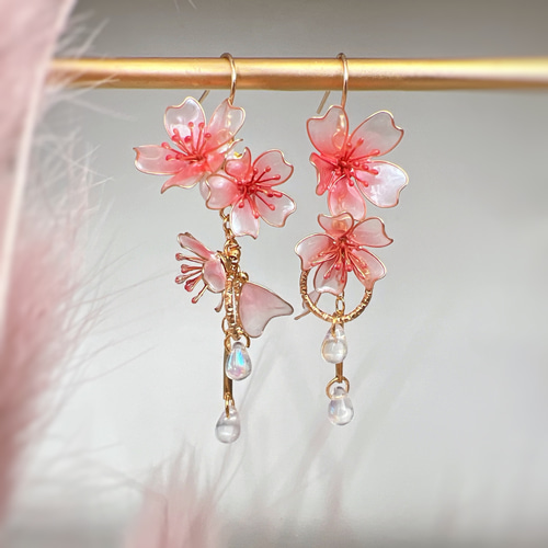 桜 ディップアート ピアスorイヤリング - メルカリ