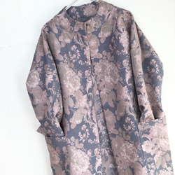 オードリー襟シンプルコート‼️イタリア製綿混ゴブランジャガード織生地‼️高級感のある生地 4枚目の画像