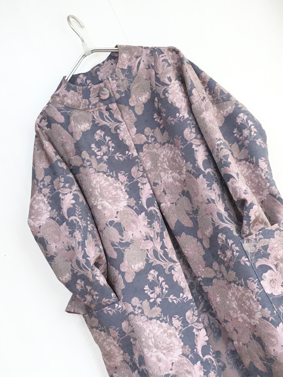 オードリー襟シンプルコート‼️イタリア製綿混ゴブランジャガード織生地‼️高級感のある生地 1枚目の画像