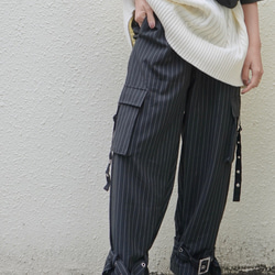 Cargo H-Line Skirt+Belt SET (beige) ワイドパンツ ブラック 黒 上品 きれいめ 3枚目の画像