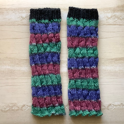 2way＊オパール毛糸のアームウォーマー　アームカバー　手編み　穴無し　レッグウォーマー　#7 2枚目の画像