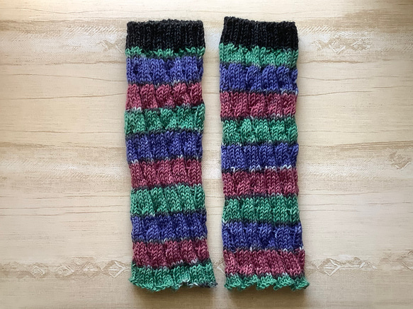 2way＊オパール毛糸のアームウォーマー　アームカバー　手編み　穴無し　レッグウォーマー　#7 2枚目の画像