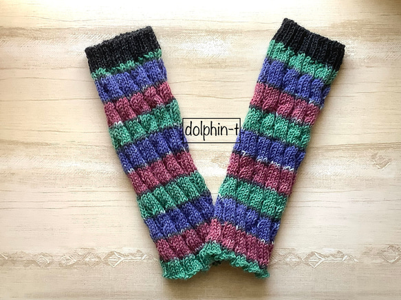 2way＊オパール毛糸のアームウォーマー　アームカバー　手編み　穴無し　レッグウォーマー　#7 1枚目の画像
