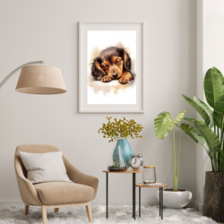 【夢心地 - ダックスフンド犬の子犬 No.2】風水画 アートポスター 犬の絵 犬の絵画 犬のイラスト 7枚目の画像