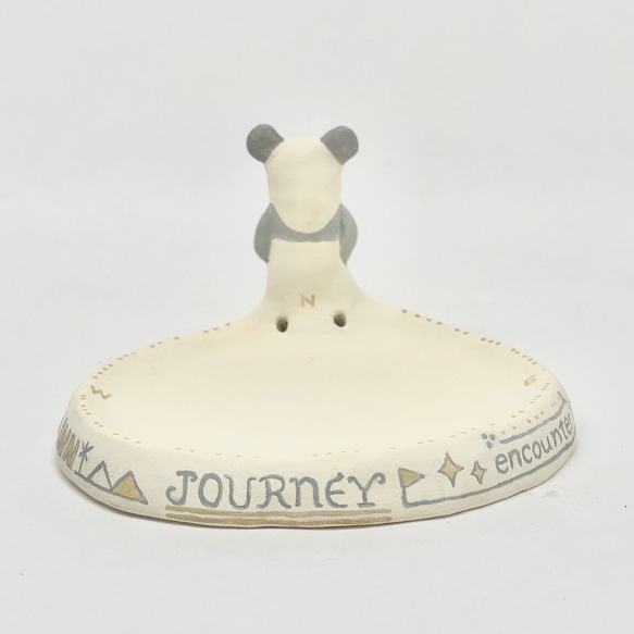 石粉粘土 「たびパンダのお香立て」 "Journey panda incense stand" 3枚目の画像