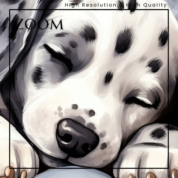 【夢心地 - ダルメシアン犬の子犬 No.1】風水画 アートポスター 犬の絵 犬の絵画 犬のイラスト 3枚目の画像
