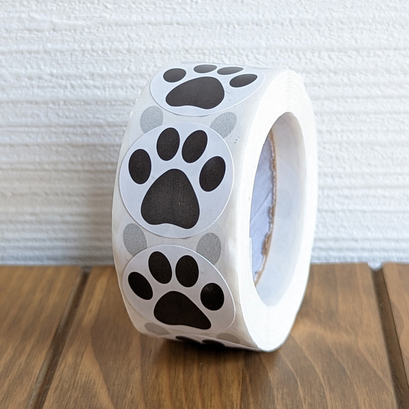 Hcode 犬の肉球柄の円形ステッカー 直径38mm 1ロール500枚