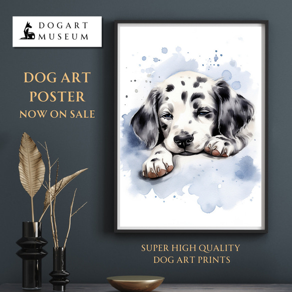 【夢心地 - ダックスフンド犬の子犬 No.3】風水画 アートポスター 犬の絵 犬の絵画 犬のイラスト 1枚目の画像