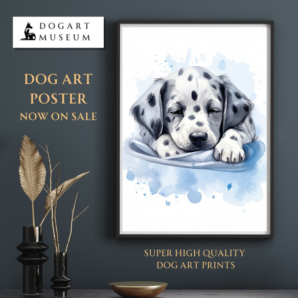 【夢心地 - ダックスフンド犬の子犬 No.4】風水画 アートポスター 犬の絵 犬の絵画 犬のイラスト 1枚目の画像