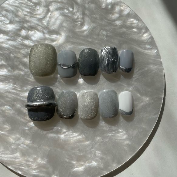 サイズオーダーネイルチップ ニュアンスネイル マグネットネイル  