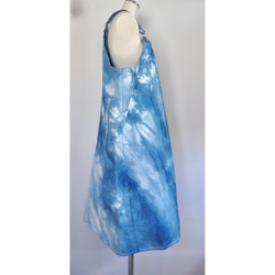 藍染バックスリットサロペットジャンパースカート 3枚目の画像