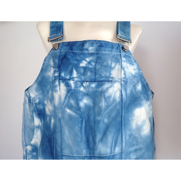 藍染バックスリットサロペットジャンパースカート 6枚目の画像