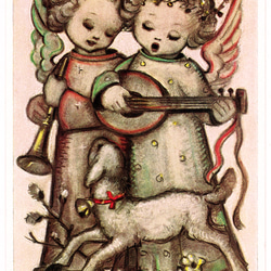 アンティークポストカード 【歌う天使と子羊】ベルタ・フンメル DA-ACH028 1枚目の画像