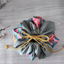 和風伝統柄の花巾着 2枚目の画像