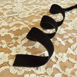 日本製両面ベロアリボン＊黒 ブラック  ポニーフック付き MOKUBAベルベット  ウェディングヘッドドレス 結婚式 4枚目の画像