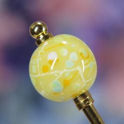 水風船模様とんぼ玉のかんざし　レモン色 1枚目の画像