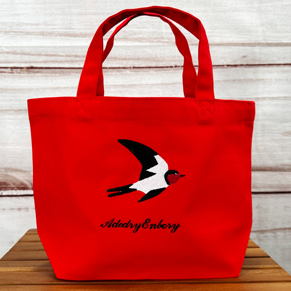 【特別セール限定】【送料無料】燕の刺繍キャンバスデイリーミニトートバッグ 4枚目の画像