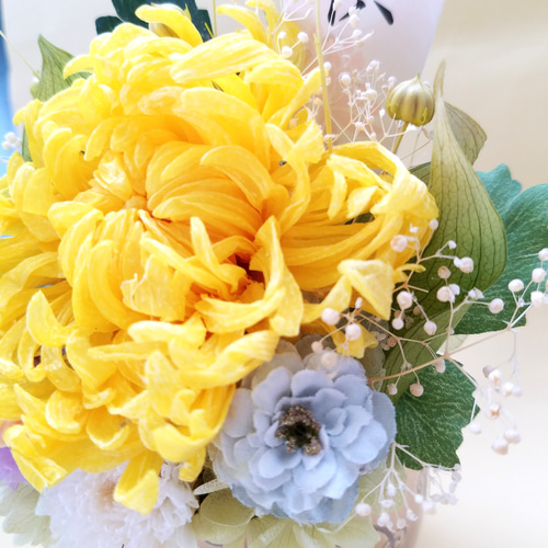 プリザーブドフラワー 仏花 黄色 送料無料 枯れないお花 プリザーブド