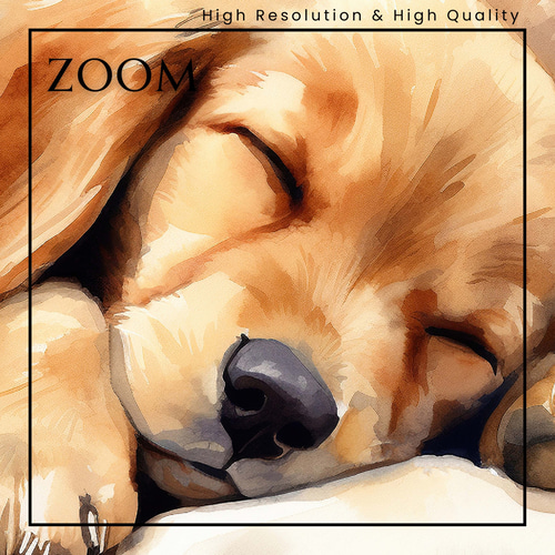 夢心地 - ゴールデンレトリバー犬の子犬 No.2】風水画 アートポスター