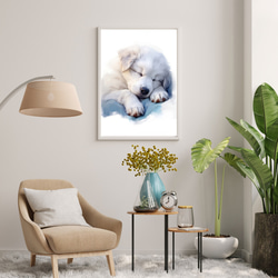 【夢心地 - グレートピレニーズ犬の子犬 No.3】風水画 アートポスター 犬の絵 犬の絵画 犬のイラスト 7枚目の画像