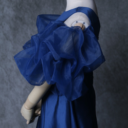 パーティードレス  紺  上質オーガンジー 揺らめく裾 エレガント アンティークなドレス 前撮り 9枚目の画像