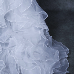 華やかなトレーン  ラッフルフリル  オフホワイト 上質オーガンジー   可愛い  取り外し 2枚目の画像