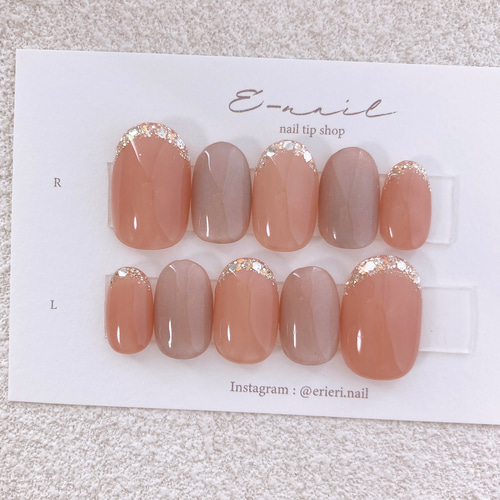 ガラスフレンチとマグネット♡ ピンク スキンカラー ブライダル 上品  