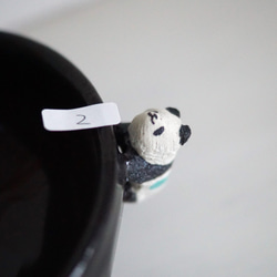 双熊猫スープボウル・黒 9枚目の画像