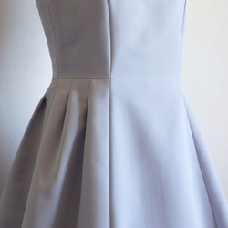 [售罄！ ] 羅緞褶邊喇叭形優雅洋裝[藍灰色] 第11張的照片