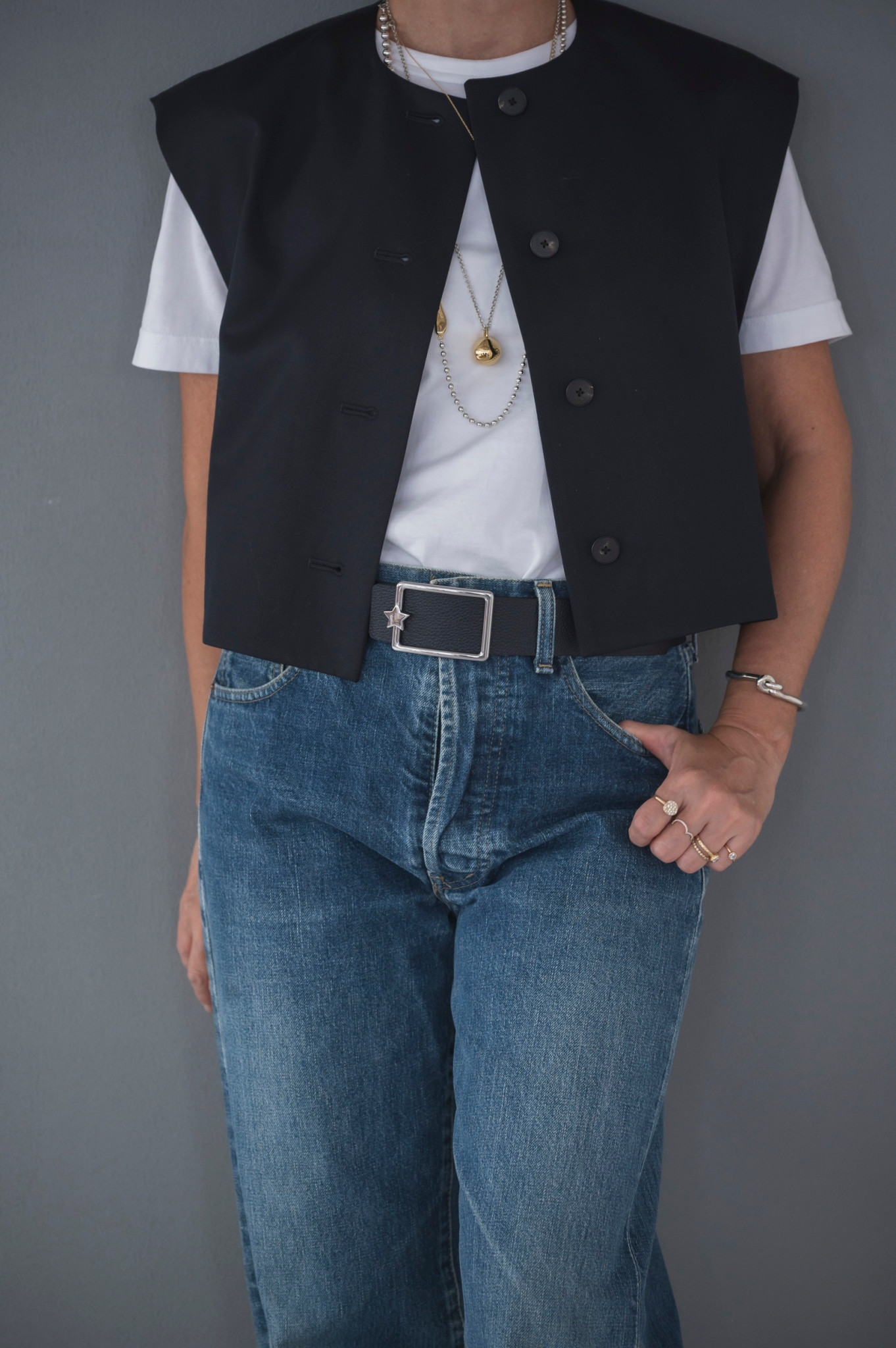 [WINTER SALE]　Nabel×hiros23コラボ　スクエアスターシルバー　ブラック×ネイビー