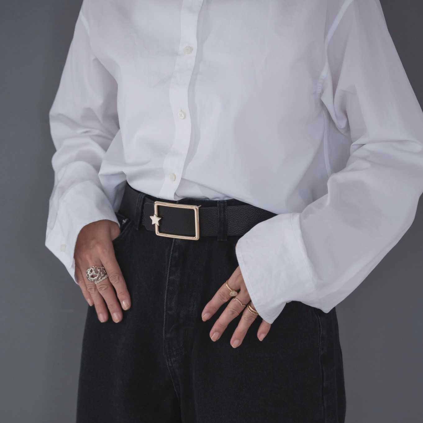 [WINTER SALE]　Nabel×hiros23コラボ　スクエアスターゴールド　ブラック×ネイビー