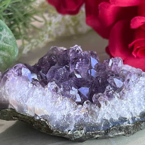 愛の守護石♡】虹入り アメジスト 紫水晶 クラスター 原石 ラフ