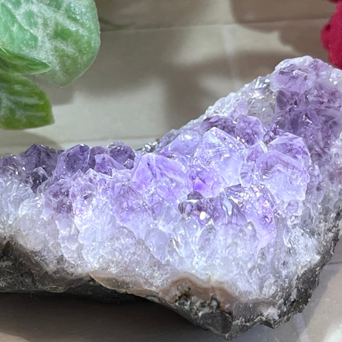 愛の守護石♡】虹入り アメジスト 紫水晶 クラスター 原石 ラフ