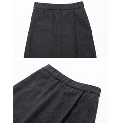 ウール混紡スカート　ゴムウエスト暖かいツイード生地　ロングスカート　M-2XLダークグレー　L305 2枚目の画像