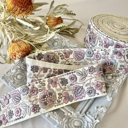 30cm  インド刺繍リボン  シルク　花柄 4枚目の画像