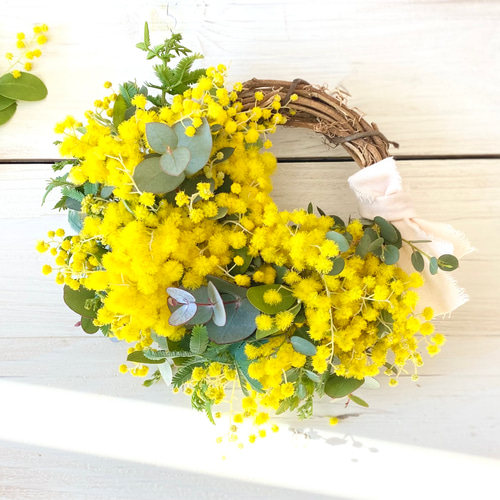 ポポラスとミモザとルナリアのハーフリース* * *ラッピング無料