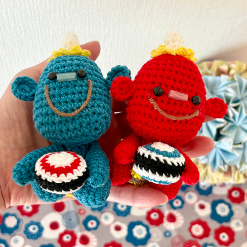 ニッコリ鬼ちゃん 赤鬼ちゃん 節分飾り あみぐるみ 【受注制作