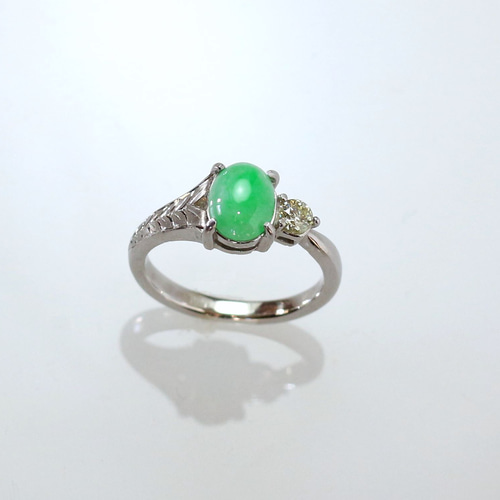 さま Pt900翡翠ダイヤモンドリング Pt900 翡翠＆ライトイエロー