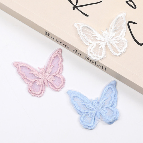 Q1038-5 30個 刺繍ワッペン 蝶型 4×4.5cm 3 x（10ヶ） ワッペン