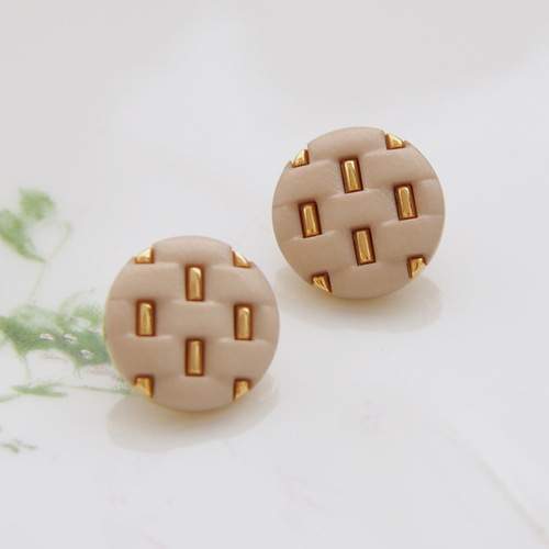2個セット】ヴィンテージ ベージュ＆ゴールド ボタン 15mm / BT645 