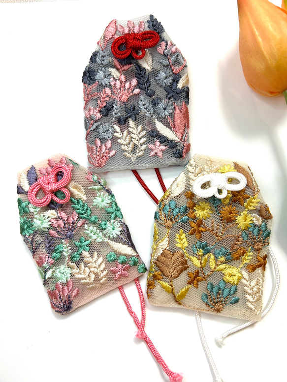 インド刺繍リボン⭐︎合格祈願⭐︎ お守り袋　マース袋　フラワーチュール　イエロー 人気・おすすめ｜安定人気・収納便利におすすめ 丁寧対応 配送追跡可 人気ランキング上位