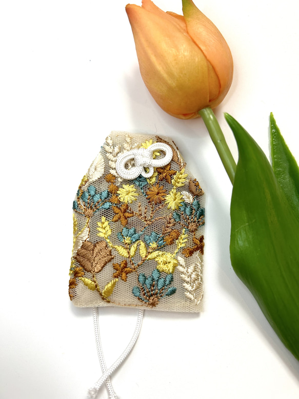 インド刺繍リボン⭐︎合格祈願⭐︎ お守り袋　マース袋　フラワーチュール　イエロー 人気・おすすめ｜安定人気・収納便利におすすめ 丁寧対応 配送追跡可 人気ランキング上位