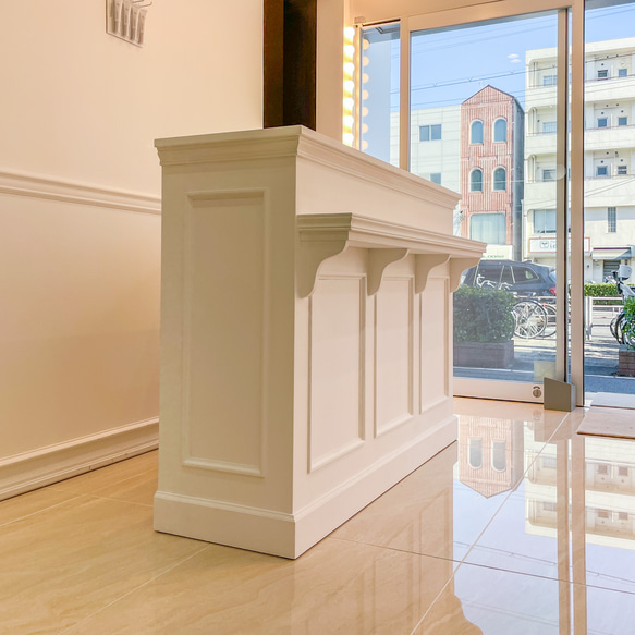 美容室 ネイルサロン L字カウンター レジ台 レセプションカウンター W1500ホワイト オーダーメイド家具店舗什器 